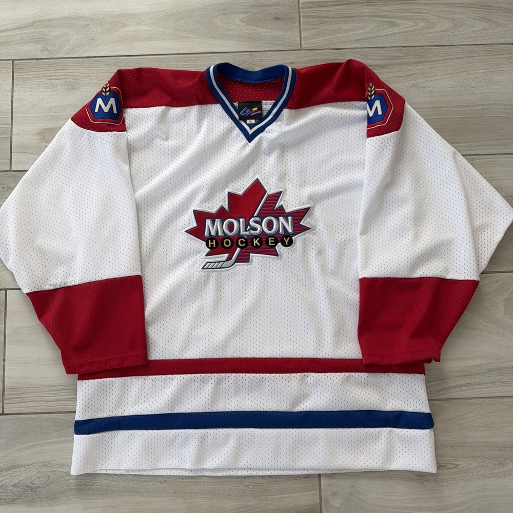 Vintage Molson Hockey Canadian Lager XL XLarge Beer Hockey Jersey
